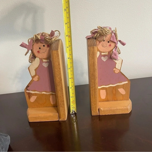 Handmade Wooden Bookends Little Girls - Picture 9 of 10